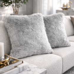 Grey Faux Fur Cushions | Grey Cushions | Aspen Grey Fur Scatter Cushions