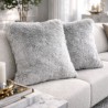 Housses de coussin en fausse fourrure gris clair cendré | Coussins et oreillers en fausse fourrure grise