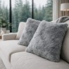 Ash Light Grey Faux Fur Cushion Covers | Grey Fur Pillows and Cushions