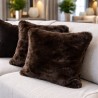 Rich Dark Brown Bison Faux Fur Cushion Covers | Brown Fur Cushions