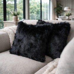 Faux Fur Cushion Black Bear | Black Fur Pillow | Black Fur Cushions