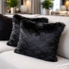 Schwarze Kunstfellkissen | Schwarze Sofakissen | Schwarze Fellkissen