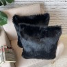 Black Faux Fur Cushions | Black Sofa Cushions | Black Fur Pillows