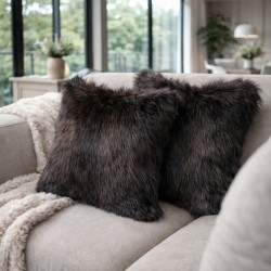 Faux Fur Cushions | Brown Cushion Covers | Brown Hazelwood Fur Sofa Cushions