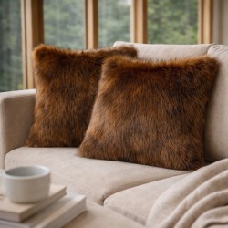 Raynard Faux Fur Cushions | Brown Fur Pillows | Fur Cushion Covers