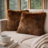 Coussins en fausse fourrure Raynard | Oreillers en fourrure marron | Housses de coussin en fourrure