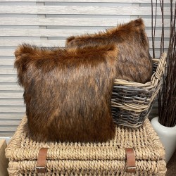 Coussins en fausse fourrure Raynard | Oreillers en fourrure marron | Housses de coussin en fourrure