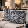 Coussin en fausse fourrure léopard gris | Coussin imprimé animal, housse de coussin