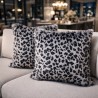 Coussin en fausse fourrure léopard gris | Coussin imprimé animal, housse de coussin