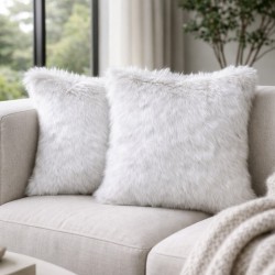 Arctic Fox Faux Fur Cushions | Fox Fur Pillows | Grey Sofa Cushions
