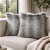 Marmoset Stripe Faux Fur Cushion | Grey Fur Pillow | Striped Fur Cushion