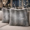 Marmoset Stripe Faux Fur Cushion | Grey Fur Pillow | Striped Fur Cushion