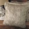 Tundra Wolf Faux Fur Cushions | Long-Haired Beige Faux Fur Cushions |