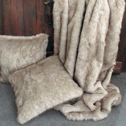 Brunswick Faux Fur Cushions | Long-Haired Beige Faux Fur Cushions | Beige Pillows