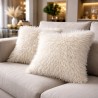 Cream Angora Faux Fur Cushion | Cream Curly Haired Fur Cushions |