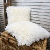 Cream Angora Faux Fur Cushion | Cream Curly Haired Fur Cushions |