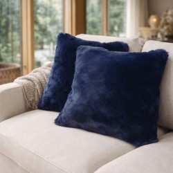 Chelsea Navy Fellkissen | Navy Kunstfellkissen | Blaues Kissen
