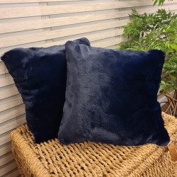 Chelsea Navy Fellkissen | Navy Kunstfellkissen | Blaues Kissen