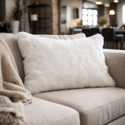 Chelsea Cream Rectangular Fur Cushions | Rectangular Faux Fur Cushions |