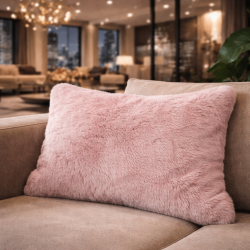 Chelsea Pink Rechteckiges Fellkissen | Rechteckige Kunstfellkissen |