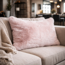 Chelsea Pink Rectangular Fur Cushion | Rectangular Faux Fur Cushions |