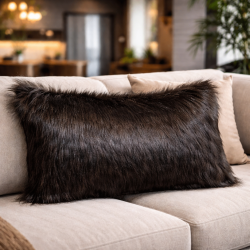Rectangular Cushion Hazelwood | Brown Rectangular Faux Fur Cushions