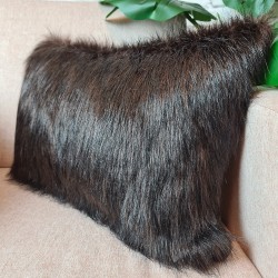 Coussin rectangulaire Ours brun | Coussin rectangulaire en fausse fourrure brune