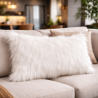 Matterhorn Rectangular Cushions | White Rectangular Faux Fur Cushion