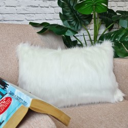 Matterhorn Rectangular Cushions | White Rectangular Faux Fur Cushion