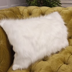 Matterhorn Rectangular Cushions | White Rectangular Faux Fur Cushion