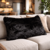 Midnight Black Rectangular Fur Cushions | Rectangular Black Fur Pillows