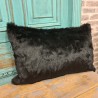 Midnight Black Rectangular Fur Cushions | Rectangular Black Fur Pillows