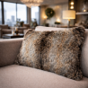 Grey Wolf Rectangular Fur Cushion | Striped Rectangular Faux Fur Cushion