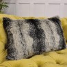 Ashford Black Rectangular Cushions | Striped Rectangular Faux Fur Cushion