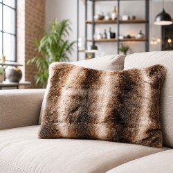 Kensington Rectangular Faux Fur Cushion | Rectangular Striped Cushion