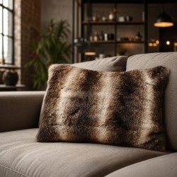 Dark Chinchilla Rectangular Fur Cushion | Rectangular Faux Fur Cushion