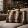 Dark Chinchilla Rectangular Fur Cushion | Rectangular Faux Fur Cushion
