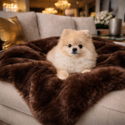 Luxury Fur Dog Blanket | Brown Faux Fur Dog Blanket | Brown Fur Blanket