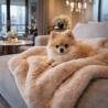 Couverture pour animaux de compagnie Richmond Almond Fur | Couvertures beiges en fausse fourrure pour chiens et chats |