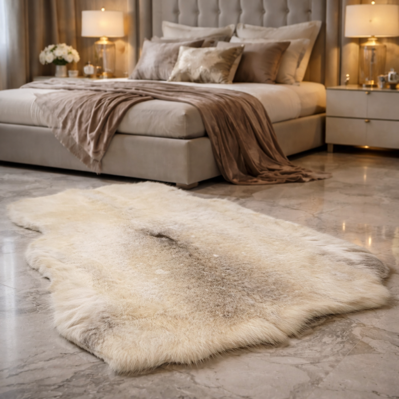Tapis de luxe en peau de renne aux teintes pâles | Tapis en peau de renne naturelle pâle |