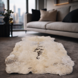 Peau de renne extra large | Tapis en peau de renne | Grand tapis en peau de renne clair