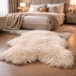 Ivory White Pure Sheepskin Rug | Natural White Icelandic Sheepskin Rug