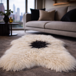 Black and White Natural Sheepskin Rug | Black & White Icelandic Sheepskin