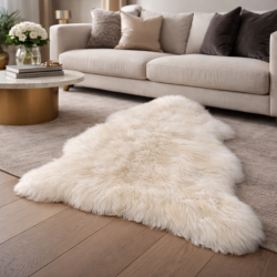 Tapis en peau de mouton islandaise blanc crème | Tapis de luxe en peau de mouton naturelle