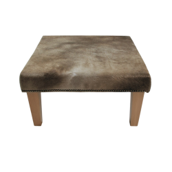 Medium Square Cowhide Footstool | Mottled Beige Square Foot Stool