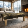 Extra Large Dark Beige Cowhide Footstool | Extra Large Cowhide Footrest