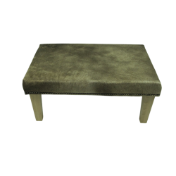 Grand repose-pieds en cuir de vachette beige/doré moucheté | Pouf en véritable cuir de vachette