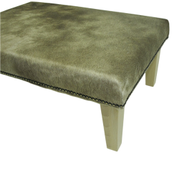Großer beige/gold marmorierter Kuhfell-Fußhocker | Echter Kuhfell-Ottoman
