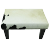 Small Cream and Black Cowhide Footstool | Small Cow Skin Footrest