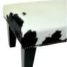 Small Cream and Black Cowhide Footstool | Small Cow Skin Footrest